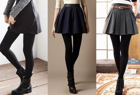 Leggings and short skirt Black Skirt And Leggings Outfits, Skirt Over Leggings Outfit, Black Skirt Leggings Outfit, Short Skirts With Leggings, Black Skirt With Leggings, Black Skirt With Black Tights, Short Black Skirt With Tights Outfit, Legging Skirt Outfit, Skirt Outfits With Leggings