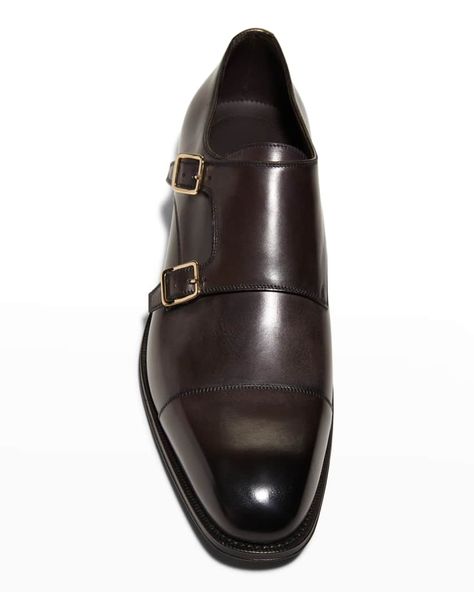 TOM FORD Men's Claydon Leather Double Monk Strap Loafers | Neiman Marcus Tom Ford Shoes Mens, Tom Ford Dress, Tom Ford Brand, Official Shoes, Gents Shoes, Tom Ford Shoes, Tom Ford Suit, Double Monk Strap, Black Men Fashion Swag