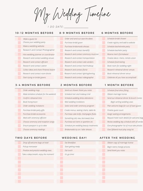 Printable Wedding Planner for Download, Wedding Planning Timeline, Wedding Planning Timeline Checklist, Wedding Planner Printable - Etsy Timeline Wedding Planning, Wedding Planning Checklist Timeline, Wedding Planner Printable, Timeline Wedding, Checklist Wedding, Wedding Schedule, Wedding Planning Book, Wedding Planner Printables, Wedding Planning Timeline