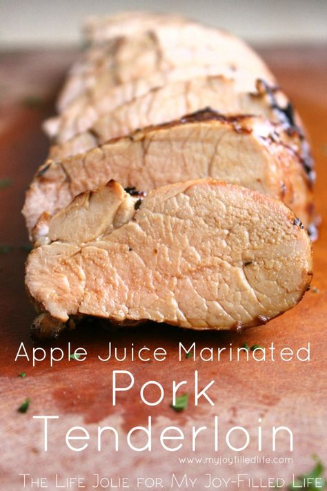 This Apple Juice Marinated Pork Tenderloin is such a great meal for busy nights… Pork Loin Marinade, Marinated Pork Tenderloin, Pork Tenderloin Marinade, Smoked Pork Tenderloin, Apple Pork Tenderloin, Cooking Pork Tenderloin, Chicken Kebab Recipe, Apple Pork, Roasted Apples