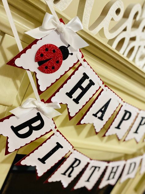 Ladybug Happy Birthday, Ladybug Birthday Decorations, Ladybug Banner, Ladybug 1st Birthday, Ladybug Party Decorations, Birthday Ladybug, Gifts Banner, Black Ladybug, Minnie Mouse Birthday Decorations