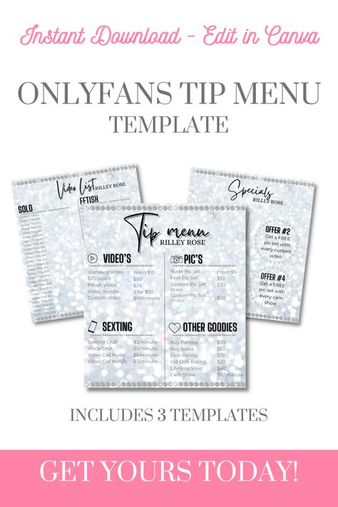 https://adultgirlboss.com/shop/onlyfans-tip-menu/white-black-glitter-tip-menu-pack/ Tip Menu Ideas, Pricing Templates, Rose Got, Menu Designs, Social Media Marketing Content, Content Planner, Marketing Content, Menu Template, Bullet Journal Ideas Pages