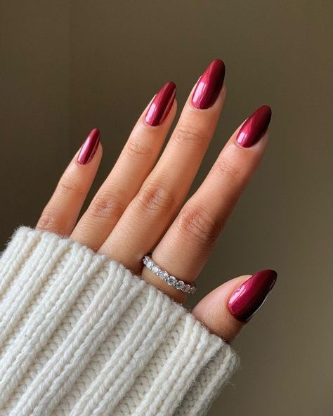 Chrome Color Nails, Swaggy Nails, Sagittarius Energy, Zodiac Energy, Burgundy Nail Designs, Red Chrome Nails, Chrome Manicure, Checkered Nails, Red Chrome