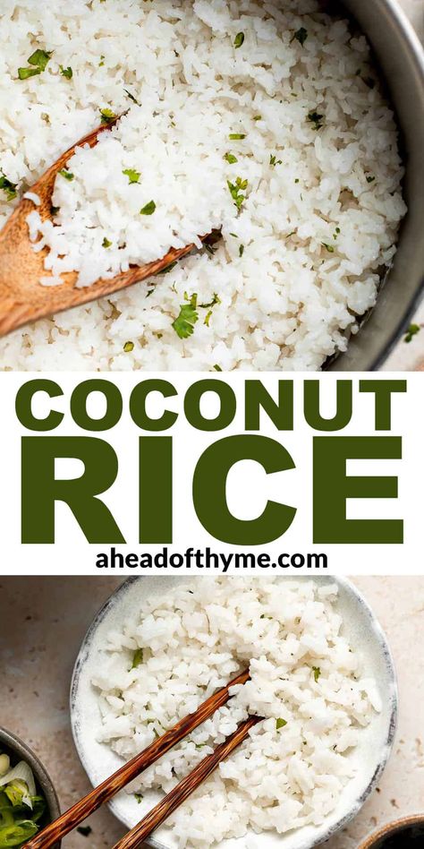 Easy Coconut Rice Coconut Rice Stovetop, Coconut Milk And Rice Recipes, Toasted Coconut Rice, Coconut Ginger Rice Recipe, Carribean Coconut Rice, Easy Coconut Milk Recipes, Thai Coconut Rice Recipe, Cocunut Rice, Rice Flavoring