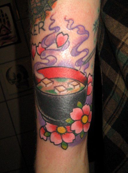 Miso Soup Tattoo, Borchtch Soup, Soup Tattoo, Noodle Bowl, Miso Soup, First Tattoo, Tattoos And Piercings, Watercolor Tattoo, Blogging