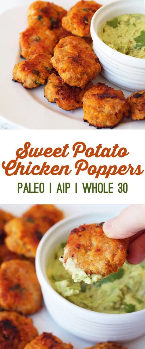 Sweet Potato Chicken, Chicken Poppers, Potato Chicken, 100 Calorie, Resep Diet, Super Bowl Sunday, Aip Recipes, Recipe 30, Paleo Snacks