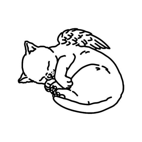 Angel Cat Tattoo, Cat Lover Tattoo, Pixie Tattoo, Minimal Tattoo Designs, Cat Tattoo Simple, Hippie Tattoo, Tattoo Design Tattoo, Men Tattoo, Up Tattoo