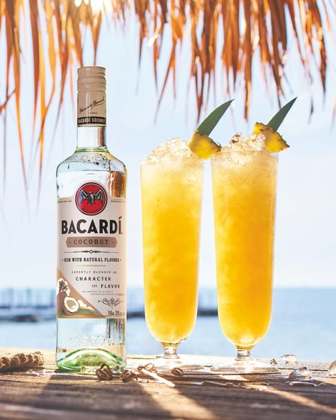 Coco Colada Spritz Cocktail Recipe | How to make a Coco Colada Spritz | BACARDÍ US Bacardi Pina Colada Recipe, Bacardi Cocktails, Bacardi Drinks, Bacardi White Rum, Coco Colada, Coconut Rum Drinks, Bacardi Cocktail, Pina Colada Cocktail, Pina Colada Recipe