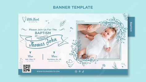 Christening Banner Template Free Banner Template Design Free Printable, Scalloped Banner Template, Christening Tarpaulin Layout, First Communion Banner Templates, Christening Banner, Youtube Banner Template, Adoption Certificate, Facebook Banner, Special Images