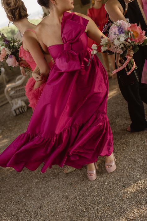 Pink bridesmaids dress | anthropologie pink bow dress Funky Bridesmaid Dresses, Magenta Bridesmaid Dresses, Pink Bridesmaids Dress, Pink Bow Dress, Pink Bridesmaids, Anthropologie Wedding, Coctail Dresses, Pink Bridesmaid Dresses, Green Bows