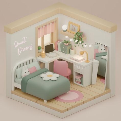 Still doing some tutorials but excited to start a project of my own. Tutorial by @artbytran_ . . . #3d #3dart #blender #blender3d #blendercommunity #blenderart #blendercycles #3dmodeling #isometricdesign Blender Creations, Isometric Rooms, Blender Projects, Ar Card, Nomad Sculpt, 3d Bedroom, Grease Pencil, Toy Workshop, Kawaii Bedroom