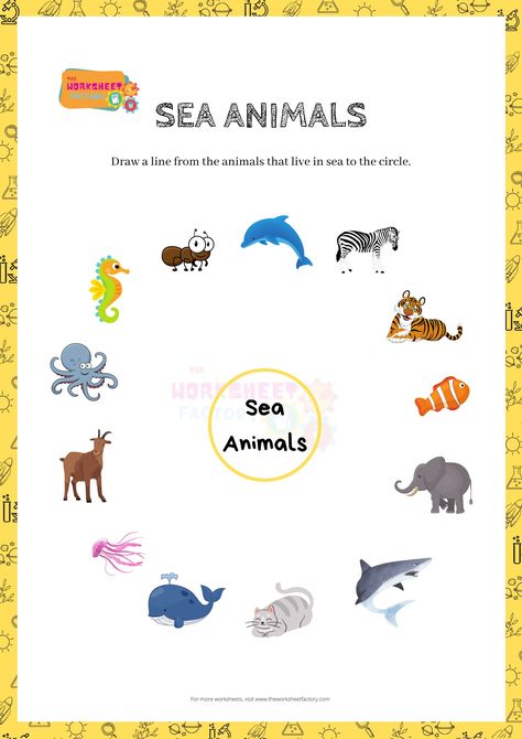 Kids can look at animals and identify the sea animals Water Animals Worksheet, See Animals Worksheet, Aquatic Animals Worksheets, Sea Animals Worksheet For Kindergarten, Sea Animals Kindergarten, Water Animals Worksheets For Kids, Sea Animals Activities, Sea Animals Worksheets For Kids, Sea Animals Activities For Preschool