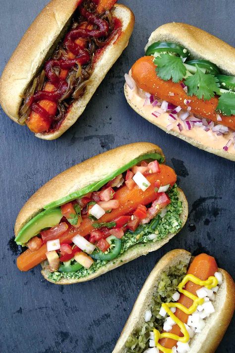 Carrot Hot Dog, Hotdogs Recipes, Carrot Hot Dogs, Vegetarian Hot Dog, Hot Dog Recipe, Edgy Veg, Carrot Recipe, Vegan Hot Dog, Carrot Dogs