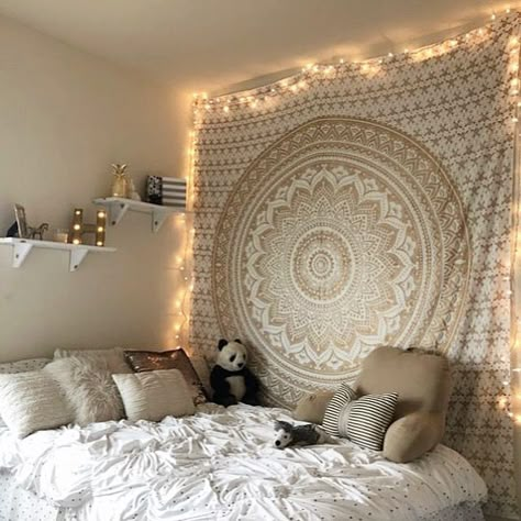 Available at Tapestry Girls Rooms Inspiration, Dorm Room Tapestry, Beautiful Bed Designs, Aesthetic Tapestry, Vintage Bedroom Decor, Room Tapestry, Makeover Bedroom, Tapestry Bedroom, Bohemian Bedroom Decor