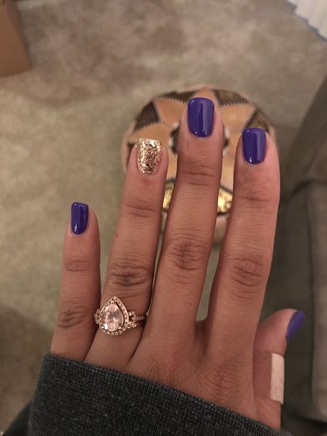 Purple Mani And Pedi, Nail Art Designs Purple And Gold, Purple And Gold Nail Designs Acrylic, Uw Huskies Nails, Purple And Gold Football Nails, Purple And Gold Gel Nails, Purple And Gold Wedding Nails, Purple And Gold Short Nails, Purple Football Nails