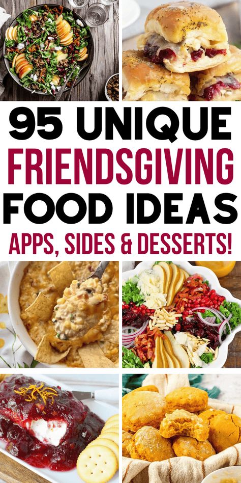 Unique Friendsgiving food ideas! The best friendsgiving recipes, fun friendsgiving food ideas easy, friendsgiving food ideas easy recipes, friendsgiving food ideas main dish, friendsgiving food ideas dessert, friendsgiving potluck ideas party, friendsgiving potluck ideas appetizers, friendsgiving dish ideas easy, friendsgiving side dish ideas, friendsgiving appetizer party, friendsgiving charcuterie board ideas, friendsgiving dessert ideas easy, friendsgiving food ideas to bring, fall potluck. Friendsgiving Appetizer Party, Friends Giving Food, Friendsgiving Charcuterie Board, Friendsgiving Side Dishes, Friendsgiving Dessert, Fall Potluck, Friendsgiving Recipes, Friendsgiving Appetizers, Friendsgiving Food Ideas