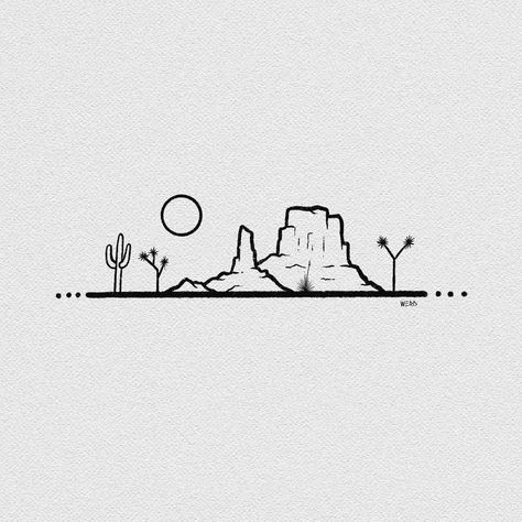 Desert Outline Tattoo, Cathedral Rock Tattoo, Mount Zion Tattoo, Arizona Skyline Tattoo, Sedona Tattoo Simple, Grand Canyon Tattoo Ideas Simple, California Desert Tattoo, Western Linework Tattoo, Grand Canyon Tattoo Simple