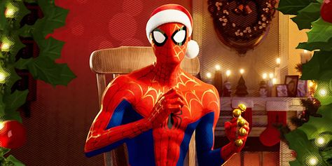 Every Spider Man, Spiderman Christmas, Superhero Christmas, Spider Man Into The Spider Verse, Jake Johnson, Christmas Comics, Christmas Spider, Into The Spider Verse, Spiderman Pictures