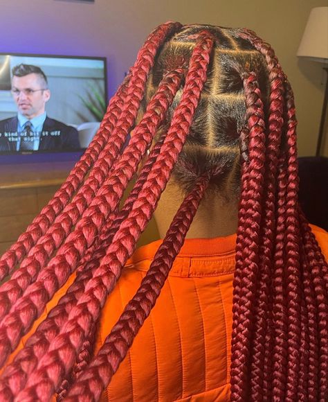 Large Box Braids Hairstyles, Winter Protective Styles, Burgundy Braids, Protective Styles For Natural Hair, Stylish Braids, Hairstyle For Black Women, Styles For Natural Hair, Braiding Hair Colors, Large Box Braids