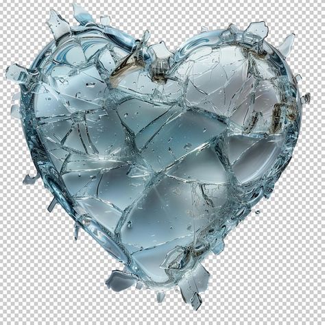 Shattered Glass, Glass Heart, Blue Glass, Graphic Resources, White Background, Glass Art, Glass, Blue