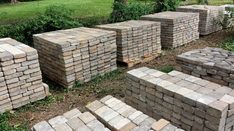 Do you have some extra pavers lying around?  We have a few crafty ideas for you! Extra Pavers Ideas, Paver Brick Ideas, What To Do With Extra Pavers, Old Pavers Reusing, Leftover Pavers Ideas, Paver Landscape Ideas, Landscape Pavers Ideas, Leftover Pavers, Unilock Pavers