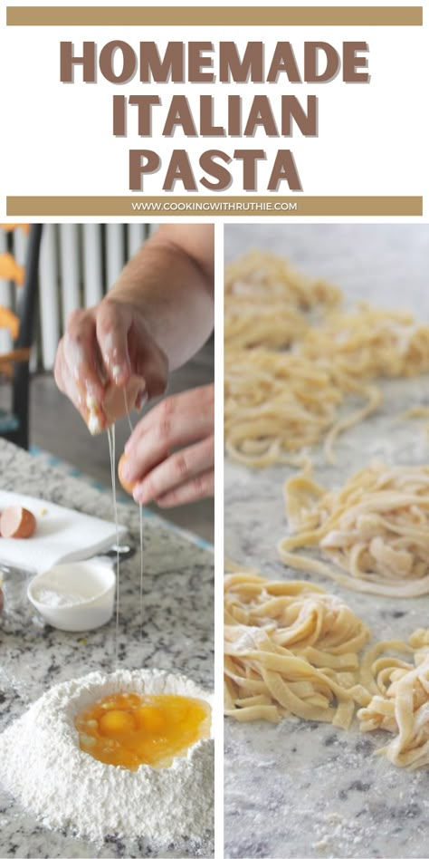 Unleash your inner pasta chef with our Homemade Italian Pasta Noodles Recipe! Learn the art of making perfect pasta from scratch with simple ingredients. Elevate your meals with the authentic taste and texture of homemade pasta. 🍝🇮🇹 #HomemadePasta #ItalianCooking #PastaLover #homemadepasta || cookingwithruthie.com Best Homemade Pasta Dough Recipe, Cooking Fresh Pasta Noodles, Homemade Pasta 00 Flour, Spaghetti Dough Recipe, Diy Noodles Pasta, Simple Homemade Pasta Recipes, Healthy Homemade Pasta Recipes, Italian Pasta Homemade, Pasta Recipe Homemade