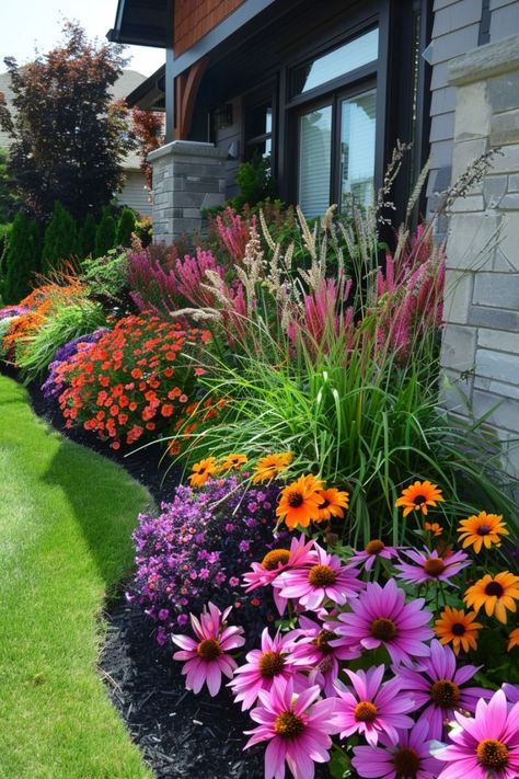 71 Top Summer Gardening Ideas Of 2024 Landscape Designs For Front Yard, Flower Walkway Front Yards, Big Garden Ideas Landscaping, Large Flower Bed Ideas Front Yards, Flower Beds In Front Of House, Backyard Flowers Beds, Taman Diy, Front Flower Beds, Front Garden Landscape