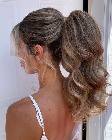 Trending Ponytail Hairstyles, Ponytail Updo Wedding, Trendy Ponytail Hairstyles, Curled Ponytail Hairstyles, Trendy Ponytail, Prom Ponytail Hairstyles, Bridesmaid Hair Ponytail, Fancy Ponytail, Bridal Ponytail