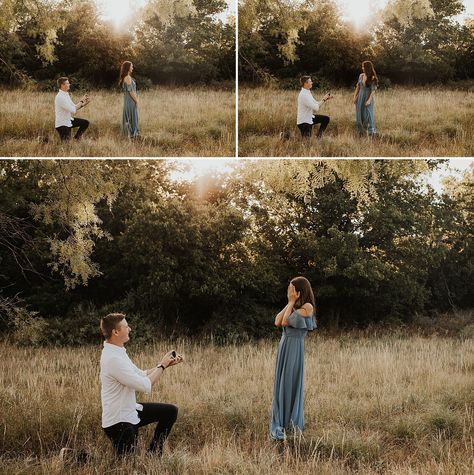 Golden Hour Engagement Pictures, Surprise Engagement Photos, Surprise Proposal Pictures, Engagement Proposal Photos, Austin Engagement Photos, Cute Proposal Ideas, Highschool Sweethearts, Proposal Photoshoot, Proposal Pictures