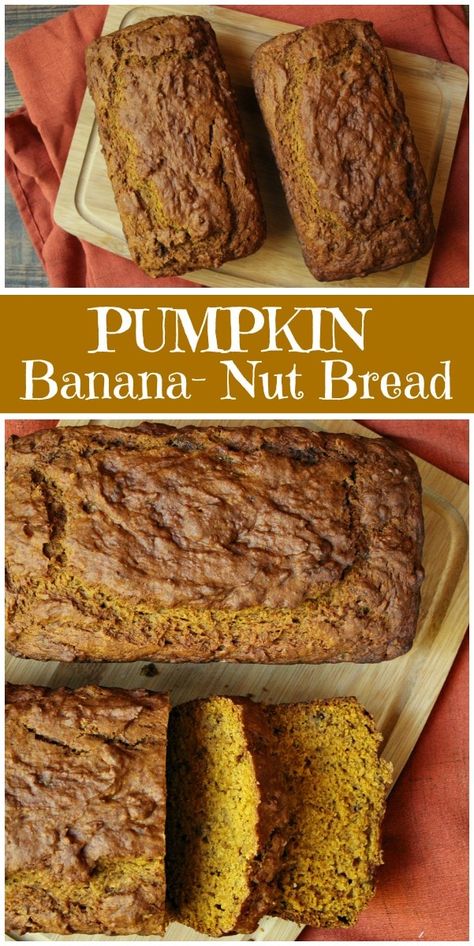 Pumpkin Banana Nut Bread Recipe, Pumpkin Banana Nut Muffins, Pumpkin Banana Walnut Bread, Pumpkin Banana Nut Bread, Nut Breads, Quick And Easy Banana Bread Recipe, Pumpkin Nut Bread, Pumpkin Baking, Honey Hive