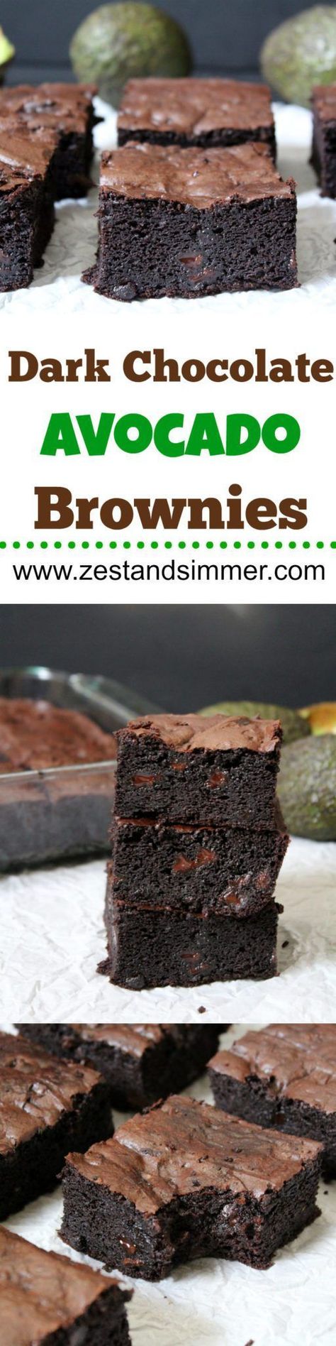 Dark Chocolate Avocado Brownies - fudgy dark chocolate avocado brownies are a healthier option full of healthy fats and antioxidants, yet all the delicious taste of the classic brownie! Green Brownies, Chocolate Avocado Brownies, Brownies Fudgy, Avocado Brownies, Chocolate Avocado, Avocado Chocolate, Hot Chocolate Cookies, Clean Eating Desserts, Brownie Ingredients