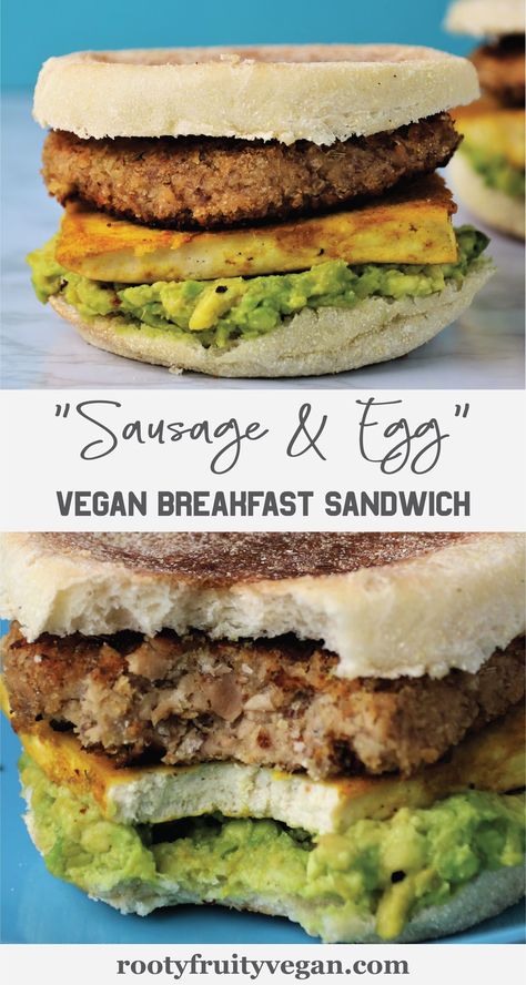 Vegan Breakfast With Protein, Vegan Breakfast Biscuits, Vegan Breakfast Recipes High Protein, Vegan Sausage Sandwich, Plant Based Breakfast Sandwich, Egg Free Breakfast Sandwich, Tofu Breakfast Sausage, Easy Vegan Breakfast Ideas Healthy, High Protein Wfpb Recipes