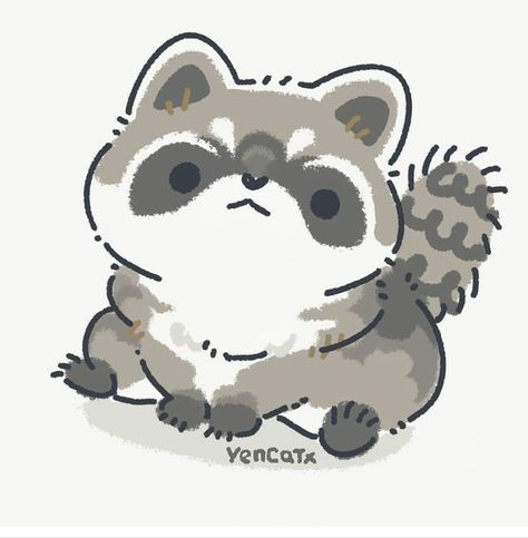 Raccoon Drawing, Raccoon Art, Cute Raccoon, 캐릭터 드로잉, Trash Panda, Cute Kawaii Drawings, Cute Doodle Art, Cheer You Up, Kawaii Animals