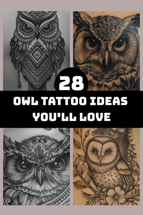 Explore stunning owl tattoo ideas for women that blend elegance and mystery. These owl tattoo designs beautifully symbolize wisdom and intuition, making them a popular choice among tattoo enthusiasts. Whether you're drawn to realistic or abstract owl tattoos, there are countless creative options to choose from. Discover unique owl tattoo inspirations to express your individuality and embrace the enchanting allure of these majestic creatures in your body art. Lion And Owl Tattoo, Unique Owl Tattoo, Abstract Owl Tattoo, Owl Tattoo For Women, Owl Forearm Tattoo, Owl Legs, Simple Owl Tattoo, Owl Feather Tattoos, Symbols Of Wisdom