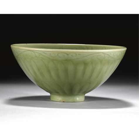 A 'Longquan' celadon 'Lotus' bowl, ming dynasty, 15th century Longquan Celadon, The Han Dynasty, Lotus Bowls, Chinese Pottery, Ceramic Houses, Pottery Ceramics, Chinese Ceramics, Ming Dynasty, 15th Century