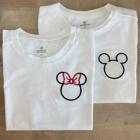 These tees are available in black and white styles. I use Bella Canvas black and white unisex styles, black womens relaxed fit vnecks, and women's relaxed fit white crewnecks. Youth tees are Bella canvas as well and are available in black and white. For babies they are available in 100% organic cotton onesies and tees. Please wash on cold and dry on low. If you are wanting a different design, more wording, or a different clothing style, please send me a message so we can discuss the details. If Hand Stitched Disney Shirt, Disneyland Tee Shirts, Simple Disney Family Shirts, Disney T Shirts Family Ideas, Diy Disney Shirts For Family, Matching Family Disney Outfits, Disney T Shirts Family, Disneyland Shirts For Family, Disney Birthday Shirts For Family