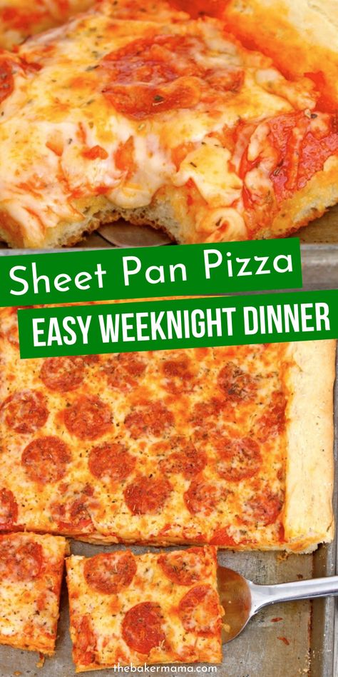 Sheet Pan Pizza, Pizza Dinner, Pizza Recipes Homemade, Easy Weeknight Dinner, Pizza Recipes Dough, Pan Pizza, Sheet Pan Dinners, Sheet Pan Recipes, Pizza Toppings