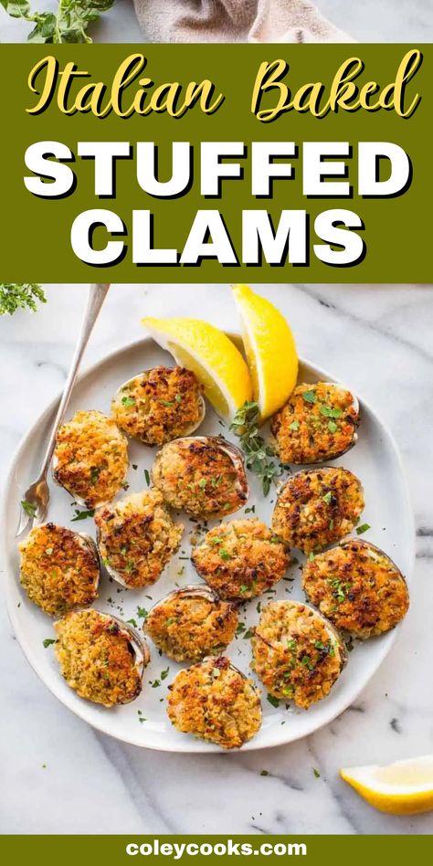 Clams Oreganata Baked, Recipes With Clam Juice, Baked Stuffed Clams Recipe, Chopped Baked Clams Recipe, Stuffed Clams Recipe New England, Stuffed Clams Baked, Italian 7 Fishes Dinner, Clams Oreganata Recipes, Clam Casino Recipe