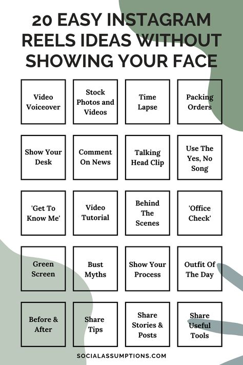 Want to start creating Instagram reels but don't want to show your face? Check out our 25 easy Instagram reel ideas that do not require you to be on camera! Instagram Reel Ideas, Social Media Marketing Planner, Instagram Picture Ideas, Reel Ideas, Social Media Management Services, Social Media Marketing Instagram, Business Marketing Plan, Social Media Marketing Plan, Instagram Algorithm