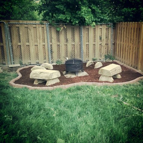 Backyard Remodel, Rock Garden Landscaping, Yard Project, Diy Fire Pit, Fire Pit Backyard, Firepit, Outdoor Fire, Outdoor Fire Pit, Yard Ideas