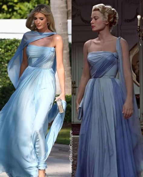 Grace Kelly Blue Gown, Iconic Blue Dress, Royal Wedding Dress Guest, Blue Dresses Outfit, Cocktail Blue Dress, Light Blue Engagement Dress, Grace Kelly Blue Dress, Something Blue Wedding Dress, Blue Classy Outfits