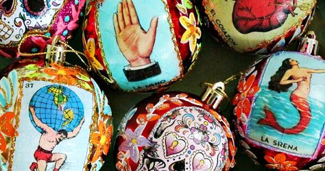 This year I wanted to make something special for my family for Christmas instead of the usual book, rare vodka or beer subscription.  I wen... Loteria Ornaments, Hispanic Christmas, Fiesta Crafts, Mark Montano, Mexican Christmas Decorations, Mexico Christmas, Mexican Christmas, Mexican Crafts, Christmas Arts And Crafts