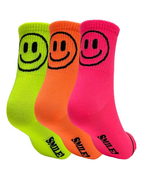 PRICES MAY VARY. [One Size] US Women's Shoe Size 6-10. Quarter (1/4 crew) length fashion socks for women provide a stylish look and comfortable fit. [Fun Design] Unique and cute design casual socks that will be bound to elevate your ordinary daily-life. Happy smiley face prints on the neon colored socks brings you a nice day. Easy to match with any outfits and occasions. [Daily Socks] Made of natural cotton blends, this stylish socks are soft and elastic enough to keep you comfortable and in sty Happy Smiley Face, Quarter Socks, Face Pattern, Stylish Socks, Mango Fashion, Colorful Socks, Neon Color, Fashion Socks, Happy Smile