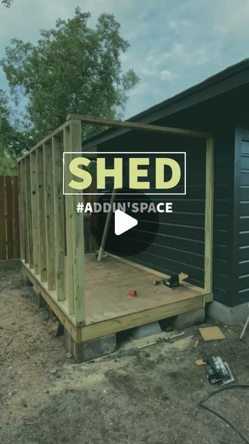 Marshall Camp on Instagram: "Lil shed for the backyard   ‼️ “Still Alive” OUT NOW ‼️   #construction #diy #shed #gospelmusic" Two Sheds In Backyard, Outside Shed Ideas Backyards, Update Shed Exterior, Backyard She Shed Ideas, 10x12 Shed Interior, Backyard Storage Shed Ideas, Shed Add On Ideas, Wooden Shed Ideas, Elevated Shed