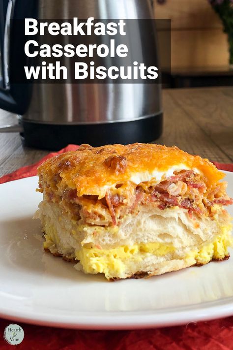 Use a sleeve of breakfast biscuits as a base for this yummy bacon, egg and cheese casserole. Bacon Egg And Cheese Pancake Casserole, Breakfast Casserole With Biscuits Bacon, Breakfast Recipes Using Canned Biscuits, Easy Breakfast Casserole With Biscuits, Overnight Biscuits, Quick Breakfast Casserole, Recipe Using Canned Biscuits, Casserole With Biscuits, Egg And Cheese Casserole