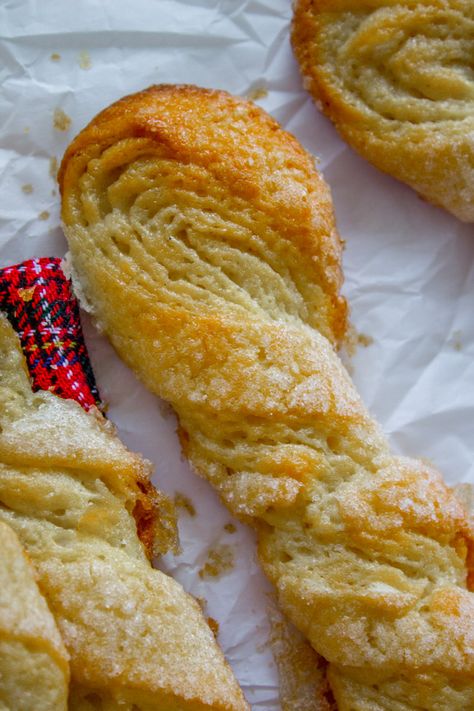 Swedish Sour Cream Twists (Layered Yeast Cookies) from The Food Charlatan Authentic Swedish Recipes, Scandinavian Christmas Cookies, Norwegian Kringle Recipe, Norwegian Cinnamon Rolls, Swedish Recipes Traditional, Yeast Cookies, Swedish Cookies Traditional, Sour Cream Twists, Swedish Pastry