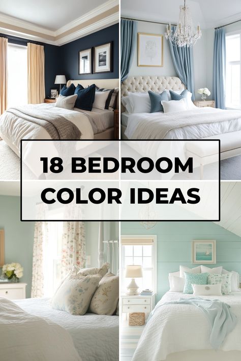 18 bedroom color ideas in various decor styles. Large Bedroom Color Schemes, Blue Green Grey Color Palette Bedroom, Colors That Go With Gray Bedroom, Bedroom Inspirations Master Cozy Colorful, Blue Color Schemes For Bedroom, Fresh Bedroom Color Scheme, Calm Bedroom Ideas Colour Schemes, Master Bedrooms Colour Schemes, Bright Bedroom Ideas