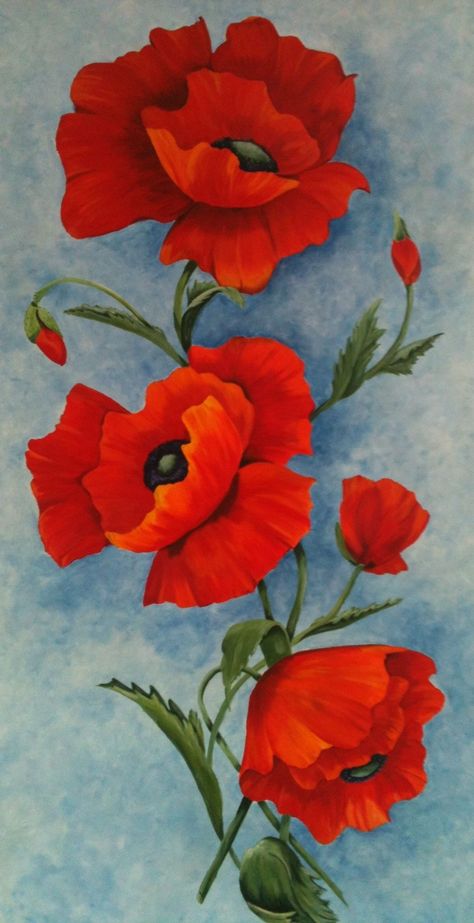 Poppy Flower Painting, Flower Drawing Tutorials, Acrylic Painting Flowers, Poppy Art, Flower Painting Canvas, Tapeta Galaxie, Poppy Painting, Simple Acrylic Paintings, Watercolor Flowers Paintings