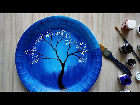 Thermocol Plate Craft, Painting On Clay Plates, Drawing On Plates Ideas, Painting Ideas On Plates, Easy Plate Painting Ideas, Paper Plate Painting Ideas, Painting On Thermocol, Hand Painted Plates Ideas, Painting On Plates Acrylic