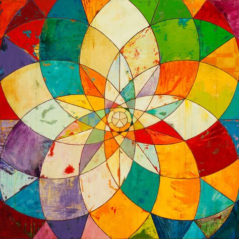 jameswyper: Kaleidoscopic, 2012 acrylic on... Geometric Painting, Deco Boheme, Art Abstrait, Geometric Art, Sacred Geometry, Stretched Canvas Prints, High Quality Art Prints, Find Art, Printmaking